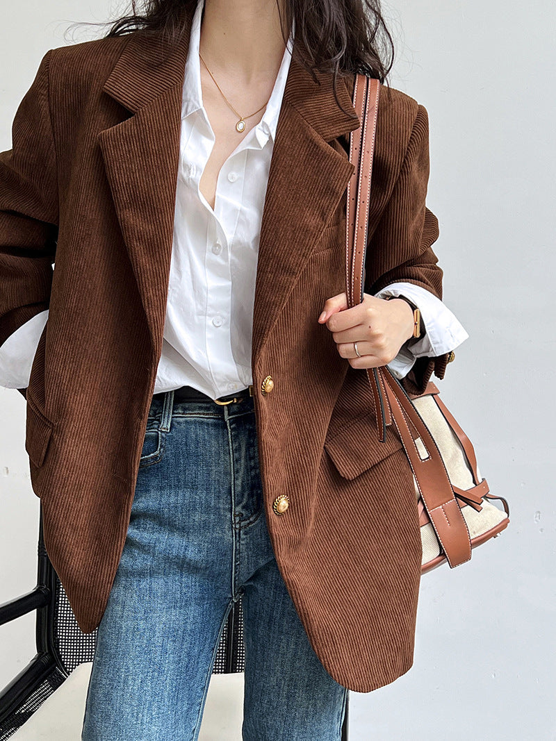 ModeGeist | Lockere Metallschnalle Cordjacke