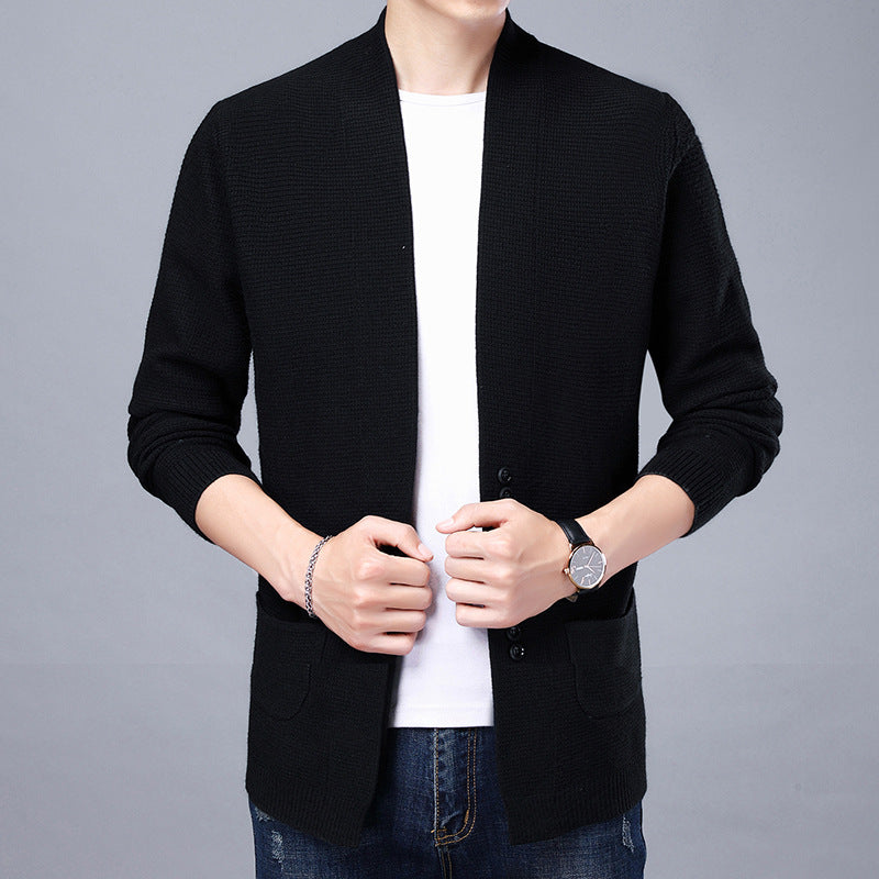 Herren Strickjacke mit lässigem Schalkragen und aufgesetzten Taschen ModeGeist