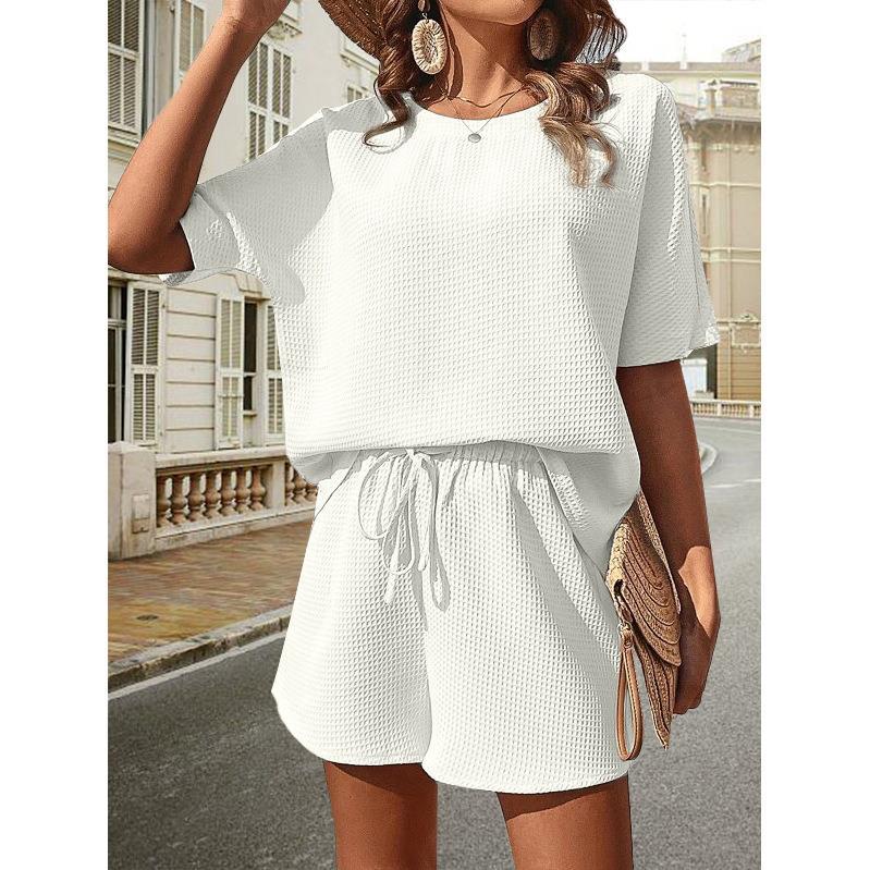 Damen lässiges Set aus Top und Shorts mit elastischem Bund ModeGeist