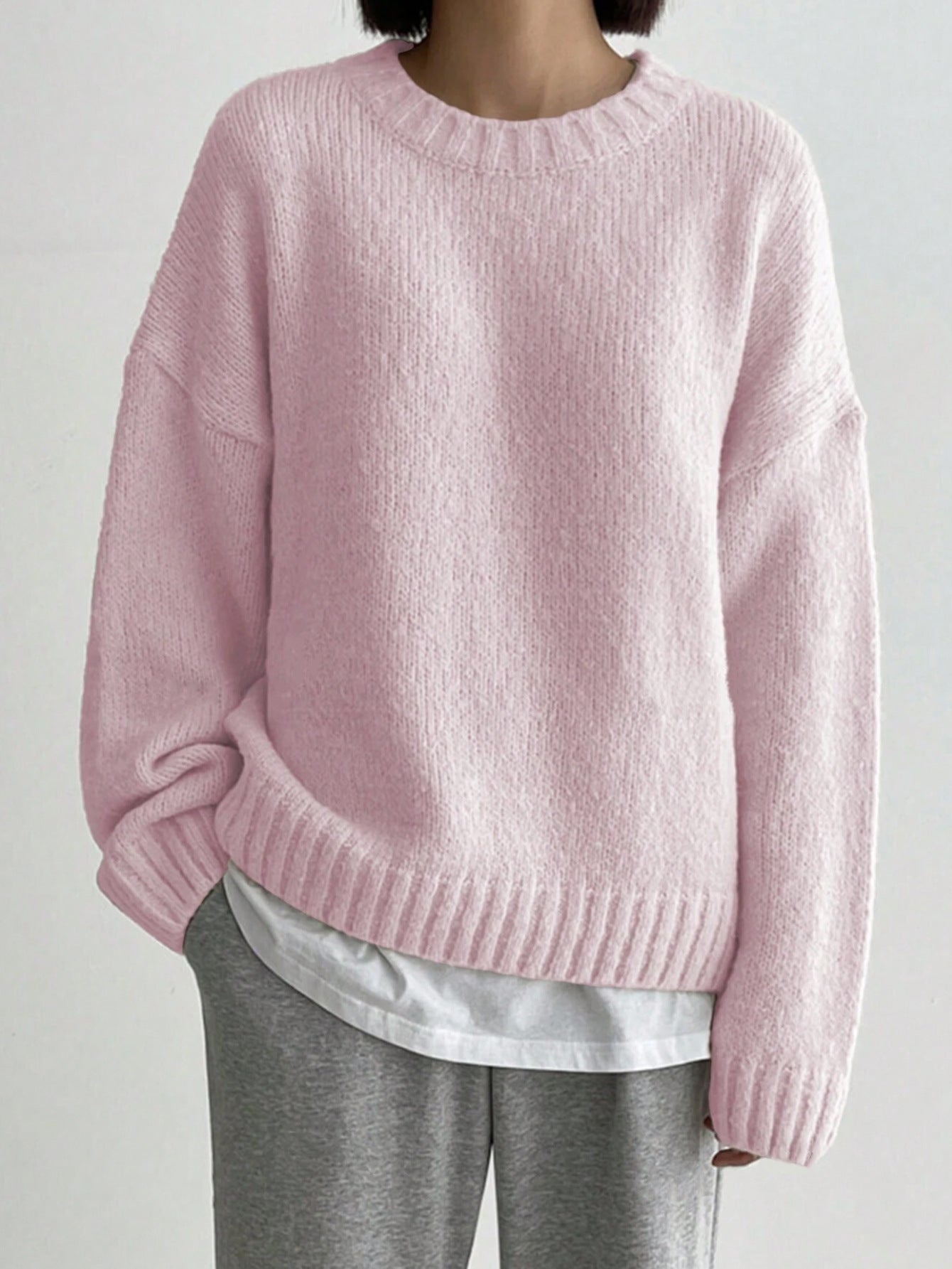 ModeGeist | Pullover - Damen Herbst Oversized Rundhals Strickpullover