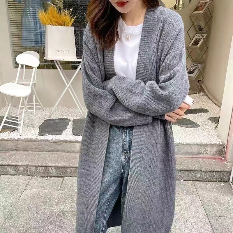 Damen Strickmantel mit offener Front und langen Ärmeln ModeGeist