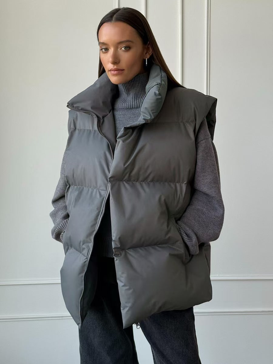 Damen Steppweste mit hohem Kragen und Taschen ModeGeist