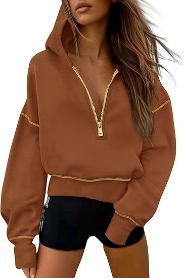 Damen Modischer Kapuzenpullover mit durchgehendem Reißverschluss ModeGeist