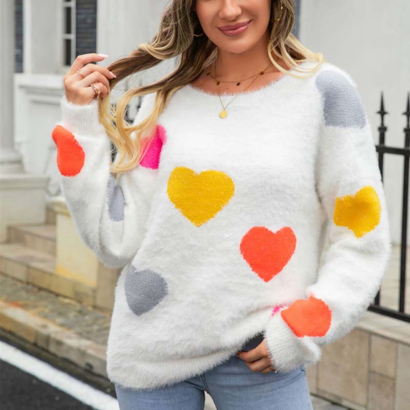ModeGeist | Strickpullover Mit Süßem Herzmuster