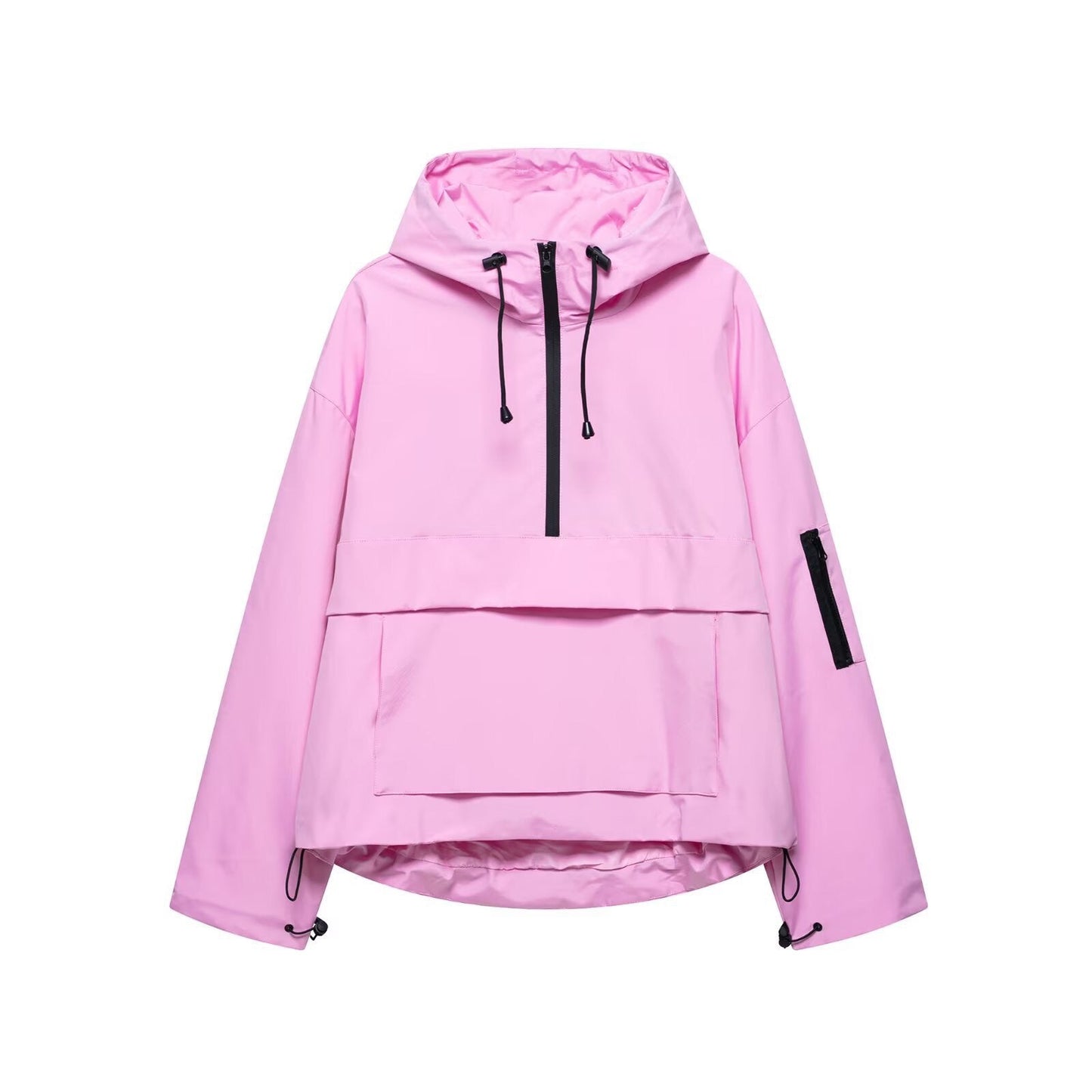 Damen funktionale Kapuzenjacke mit praktischen Taschen und verstellbarem Saum ModeGeist