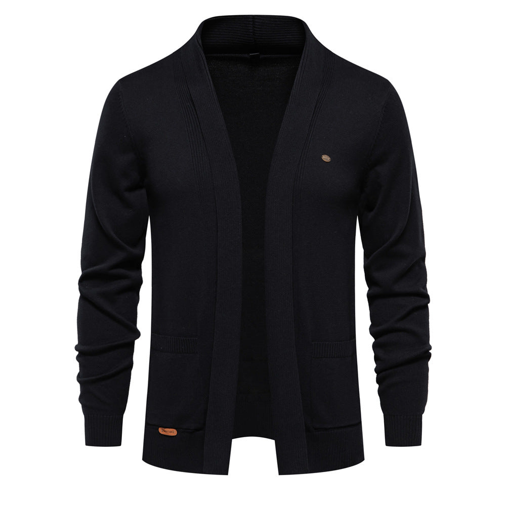 Herren angenehme Strickjacke mit offenem Kragen und praktischen Taschen ModeGeist