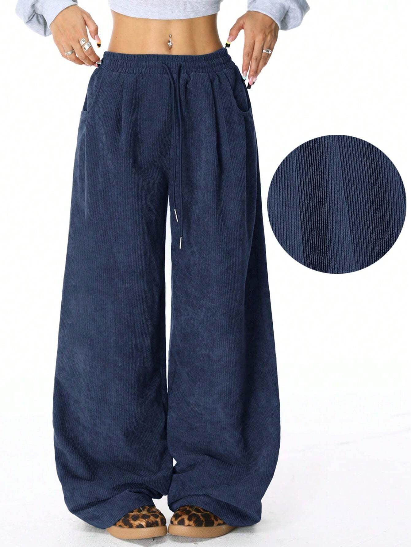 Damen Weite Cord-Hose mit elastischem Bund ModeGeist