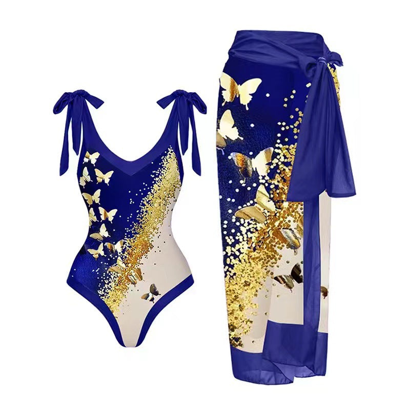 Elegantes Damen Bademode-Set mit verstellbaren Trägern und Sarong
