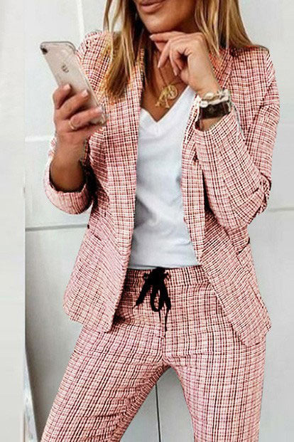 ModeGeist | Karo Blazer Mantel & Kordelzughose Satz