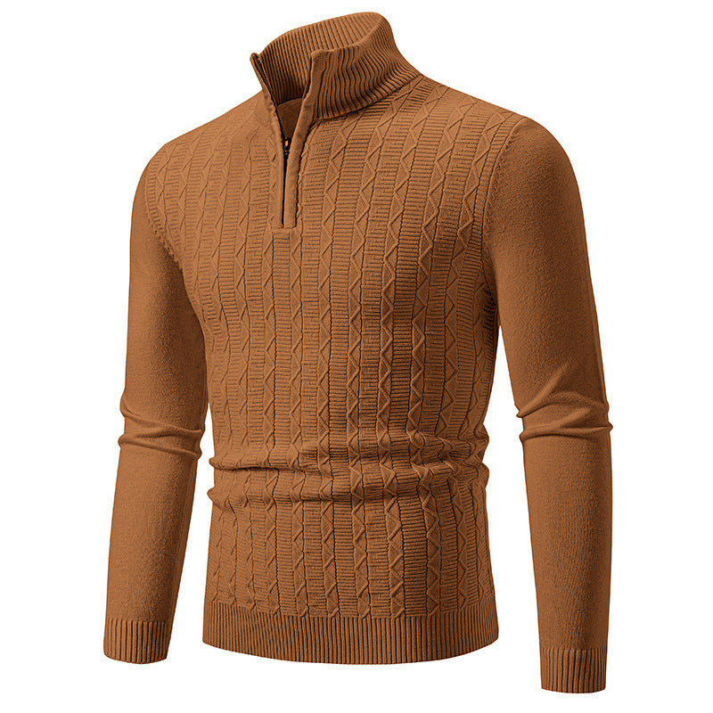 Herren modischer Strickpullover mit Stehkragen und Reißverschluss ModeGeist