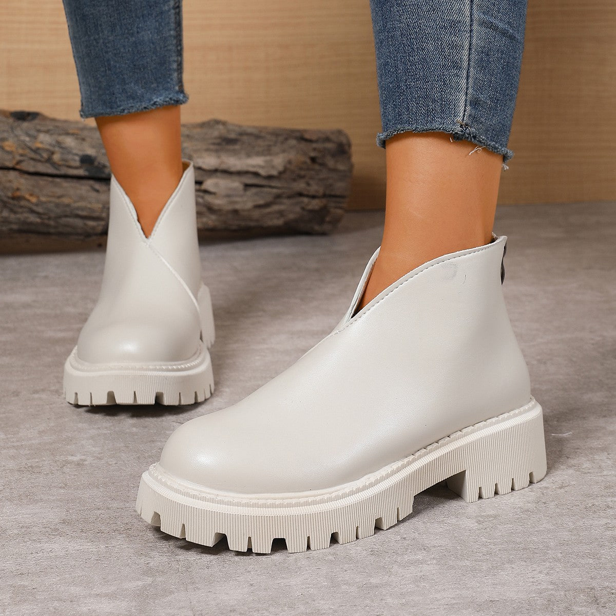 Damen Modische Chelsea-Boots mit trendigem Plateau und rutschfester Sohle ModeGeist