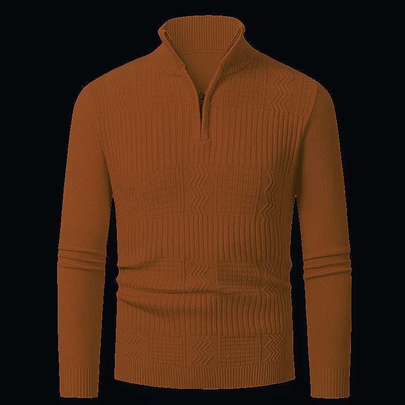 Herren Strickpullover mit modernem Reißverschluss und strukturierter Oberfläche ModeGeist