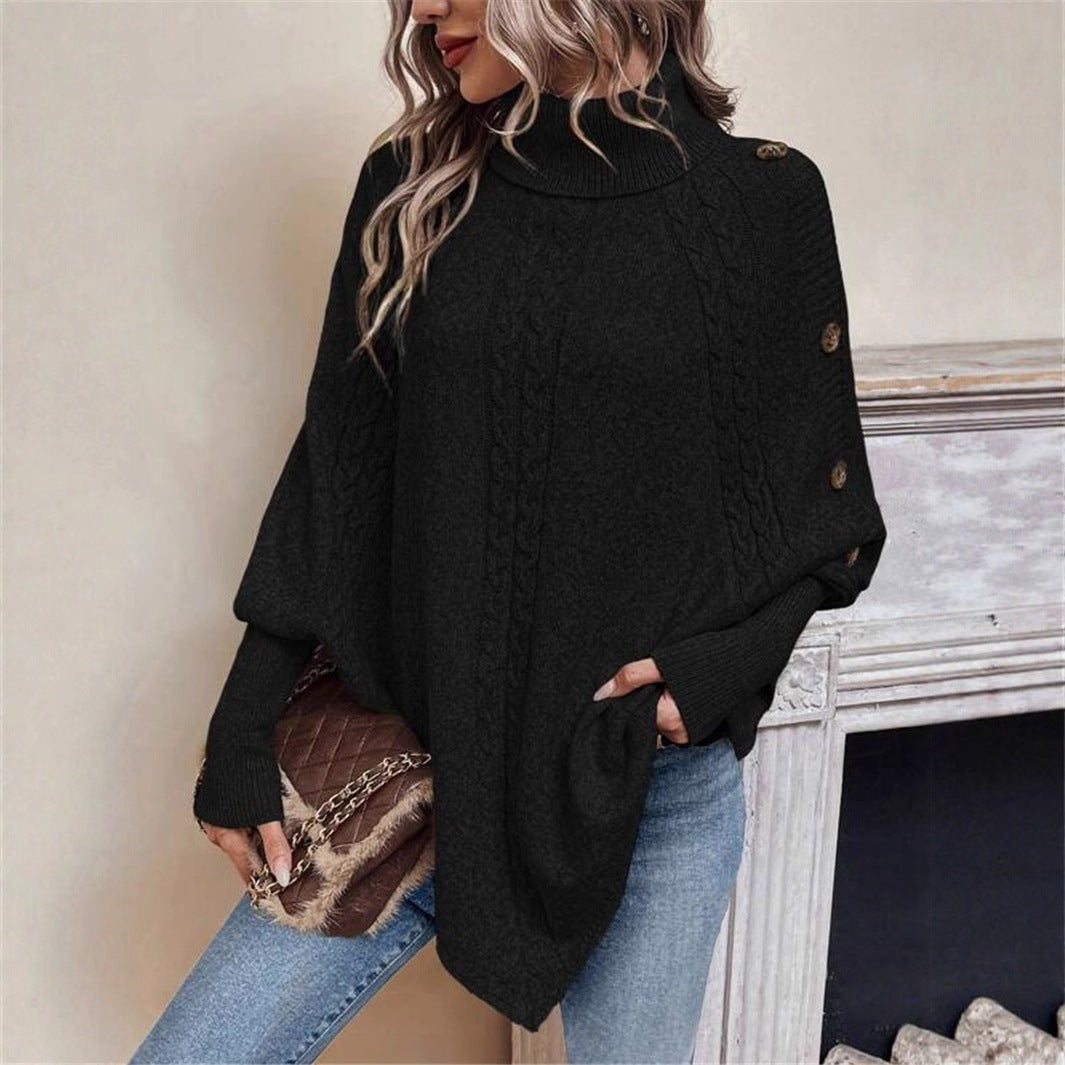 Damen eleganter Strickpullover mit Rollkragen und modischen Details ModeGeist