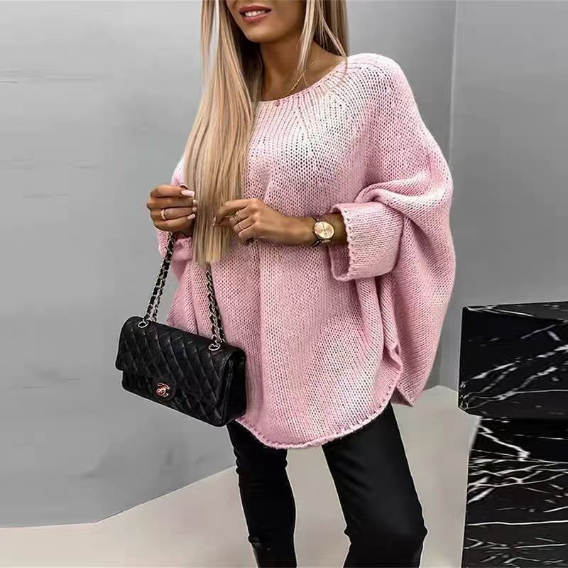 ModeGeist | Strick Cape Pullover Übergröße Passform Grober Wollmix Fledermausärmel