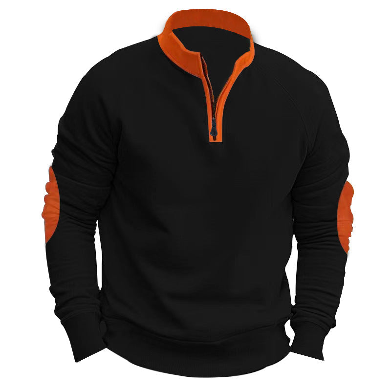 Herren sportlicher Pullover mit Viertelreißverschluss und stylischen Kontrastärmel ModeGeist