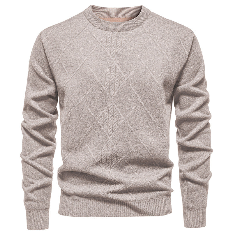 Herren Strickpullover mit strukturiertem Rautenmuster und klassischem Rundhalsausschnitt ModeGeist