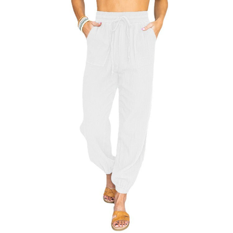 Damen luftige Freizeithose mit elastischem Bund und seitlichen Taschen ModeGeist