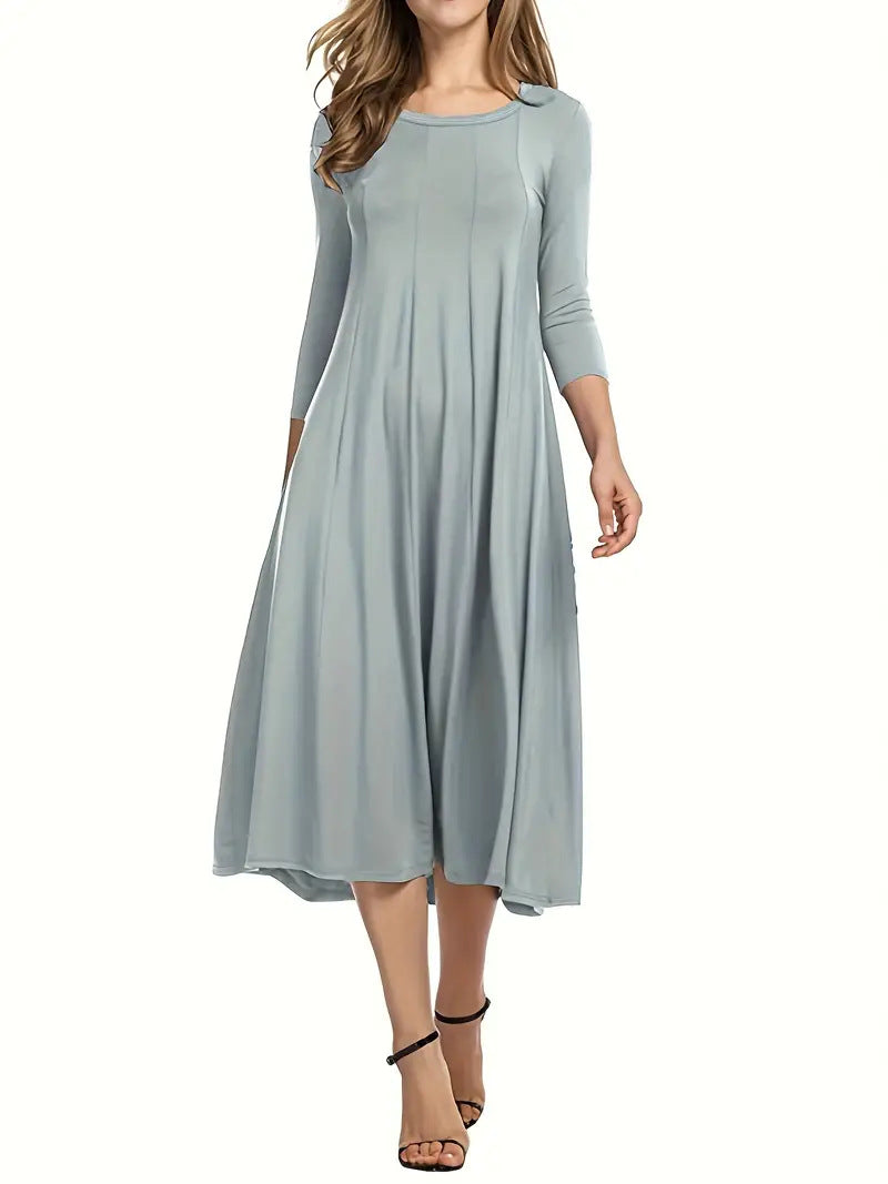 Damen Midi-Kleid mit schmeichelndem Schnitt und 3/4-Ärmeln ModeGeist