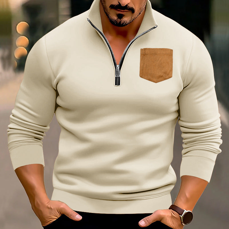 Herren sportlicher Pullover mit kontrastierenden Taschen ModeGeist