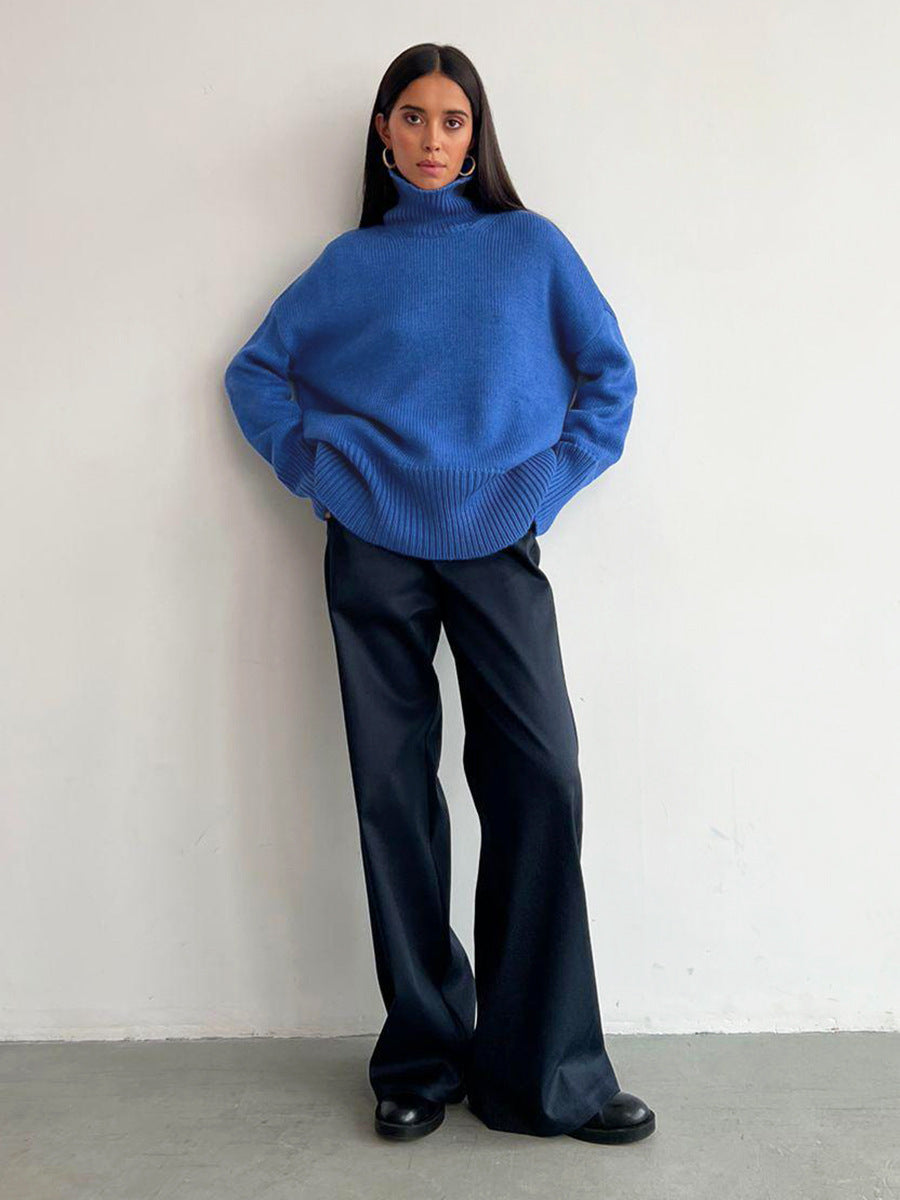 Damen Kuscheliger Rollkragenpullover aus hochwertiger Baumwollmischung mit lockerer Passform ModeGeist
