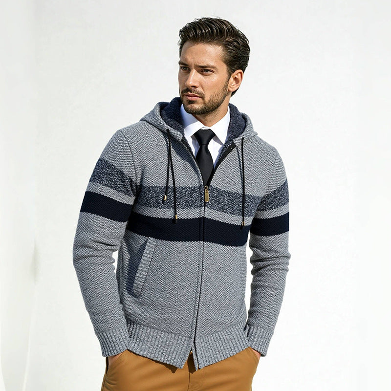 Herren Strickjacke mit Kapuze und modischem Zipper ModeGeist