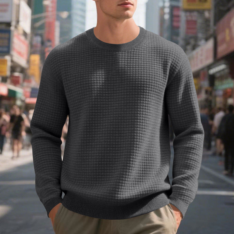 Herren warmer Pullover mit strukturiertem Gewebe und Rundhalsausschnitt ModeGeist