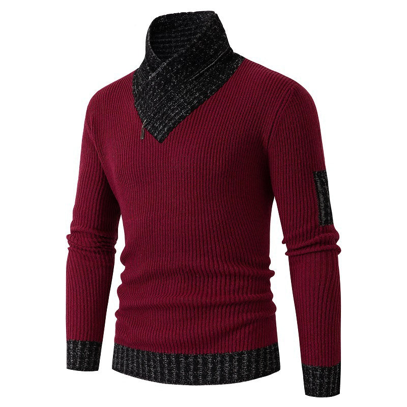 Herren Pullover mit modernem asymmetrischem Kragen und strukturiertem Design ModeGeist