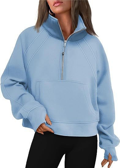 Damen Sportlicher Pullover mit hohem Kragen und Reißverschluss ModeGeist