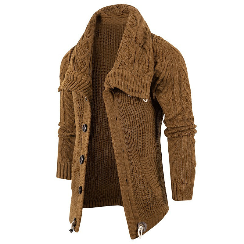 Herren Grobstrick Strickjacke mit umschlagbarem Halsausschnitt ModeGeist