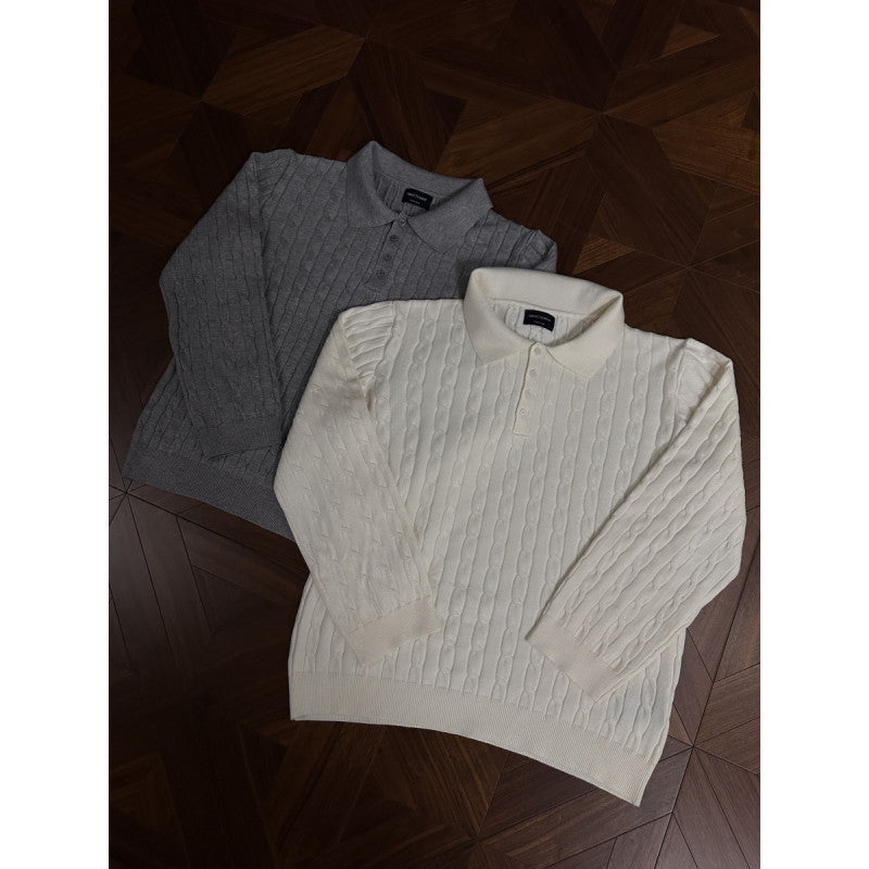 Damen Strickpullover mit klassischem Kragen und feiner Zopfmusterstruktur ModeGeist