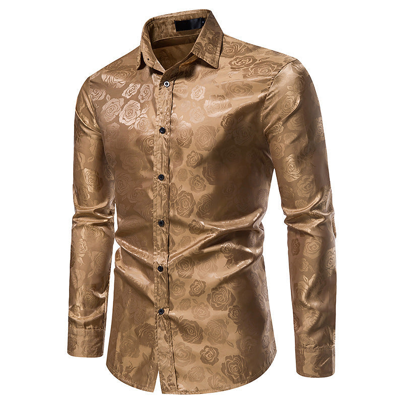 Herren Hemd mit floralen Prägungen und elegantem Glanz ModeGeist