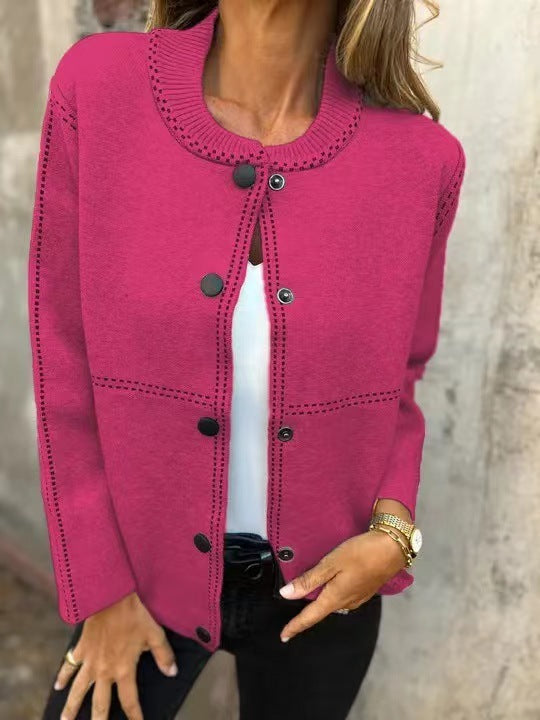 Damen Strickjacke mit Knopfleiste und edler Halslinie ModeGeist
