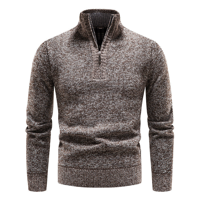 Herren eleganter Strickpullover mit modernem Stehkragen und Reißverschluss ModeGeist