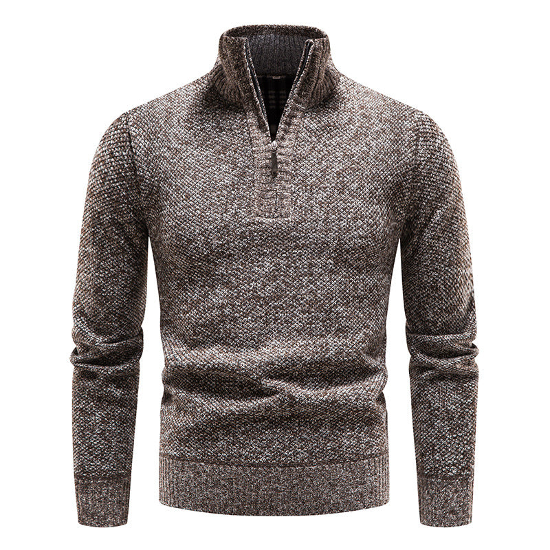 Herren eleganter Strickpullover mit modernem Stehkragen und Reißverschluss ModeGeist