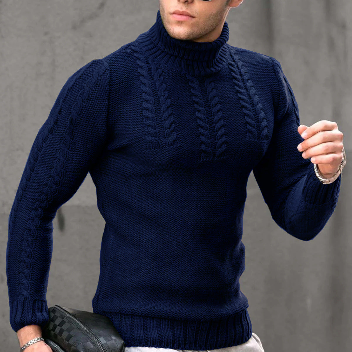 Herren Strickpullover mit hochstehendem Kragen ModeGeist