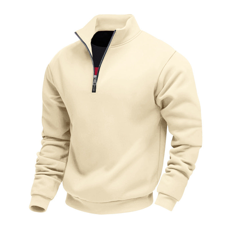Herren leichter Fleecepullover mit Stehkragen und halblangem Reißverschluss ModeGeist