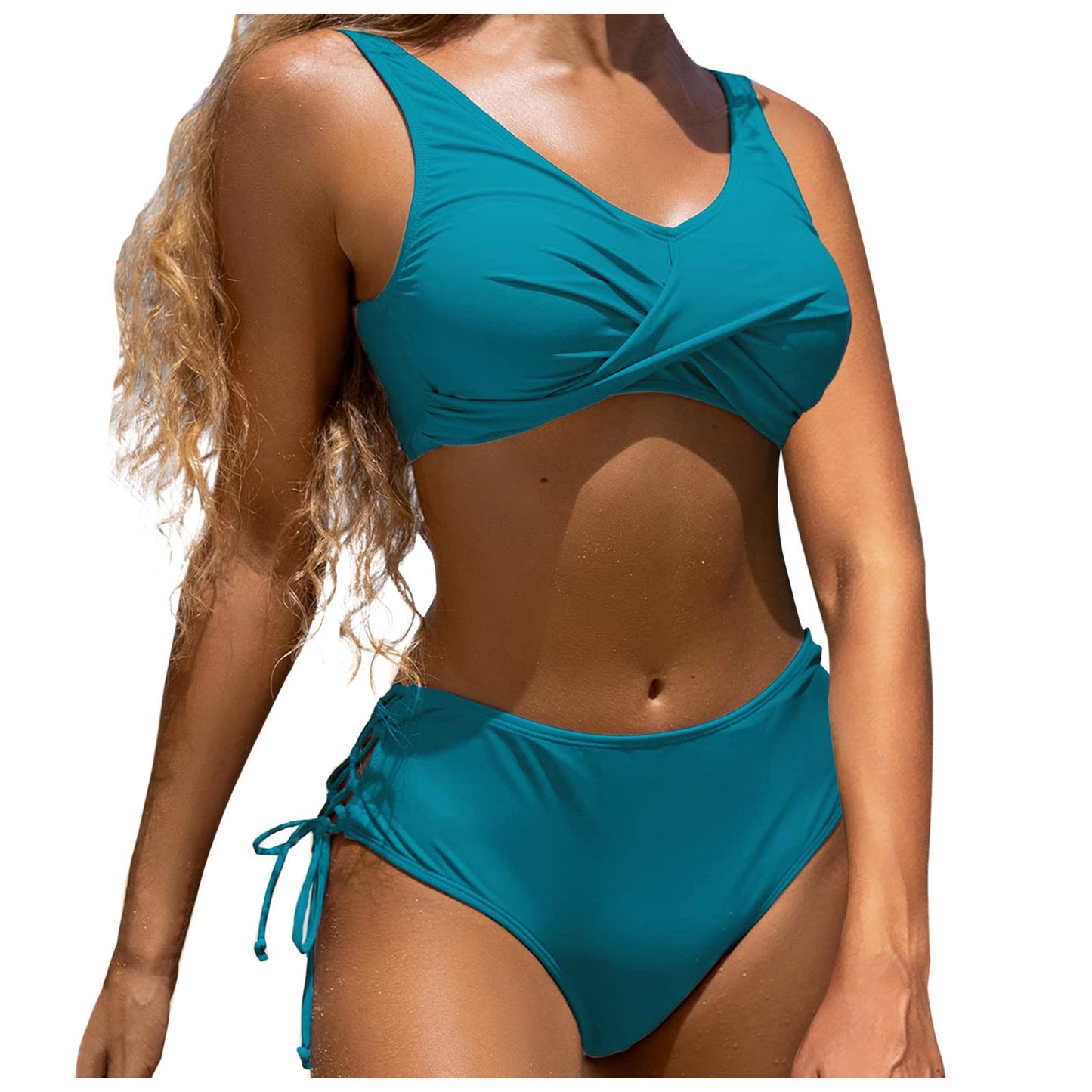 Modischer Damen-Bikini mit hoher Taille und Twist-Design