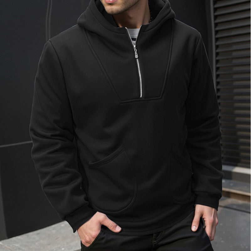 Herren Sportlicher Kapuzenpullover mit hohem Kragen und praktischen Reißverschlüssen ModeGeist