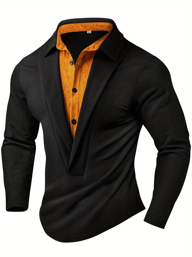 Herren Elegantes Langarmhemd mit modernem Kragen und texturiertem Design ModeGeist