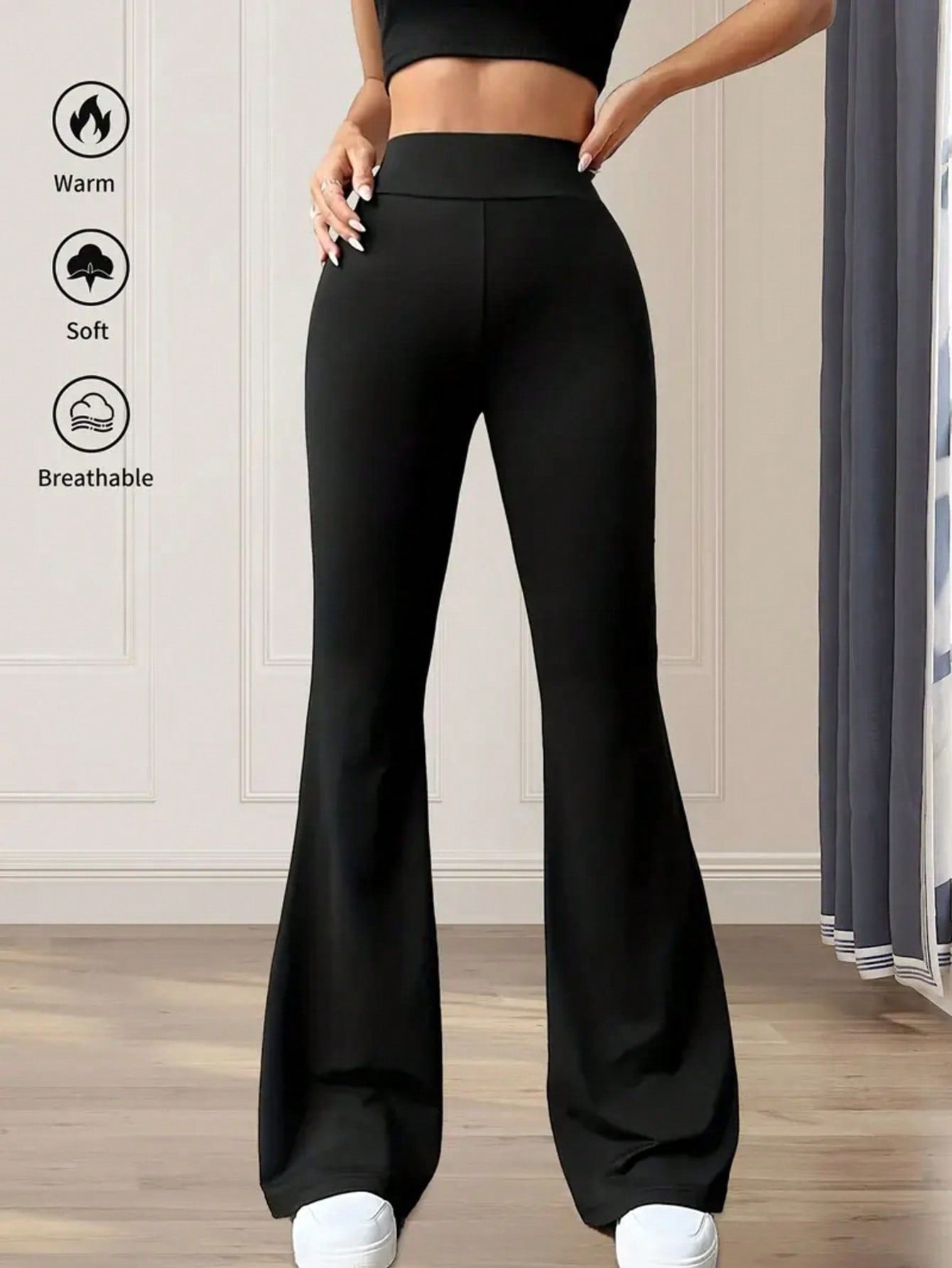 Damen elegante Bootcut-Hose mit hohem Bund und atmungsaktiver Funktion ModeGeist