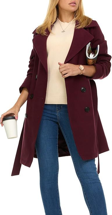 Damen Trenchcoat mit asymmetrischem Saum und breitem Kragen ModeGeist