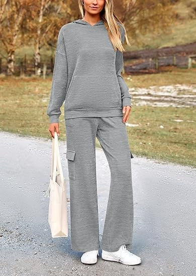 Damen Bequemes Lounge-Set mit Kapuze und weiten Hosen ModeGeist