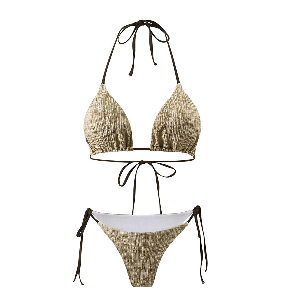 Modischer Dreieck-Bikini für Damen mit Rüschen und verstellbaren Trägern