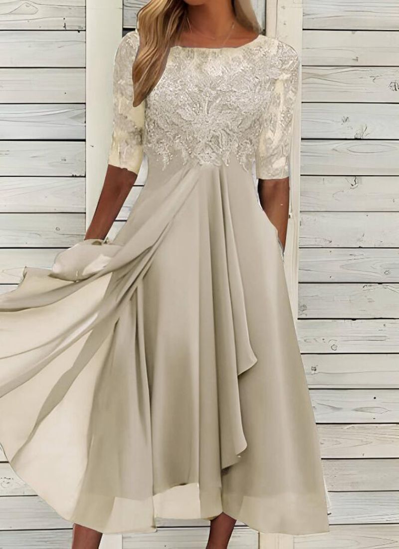 Elegantes Cocktailkleid für Damen mit Spitze und fließendem Rock von MODEGEIST