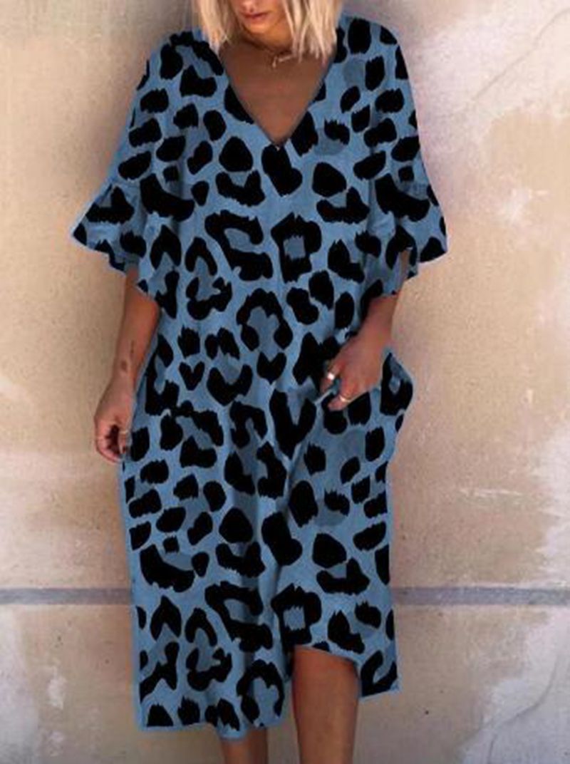 Leopardenmuster Damen Kaftan Kleid ärmellos MODEGEIST