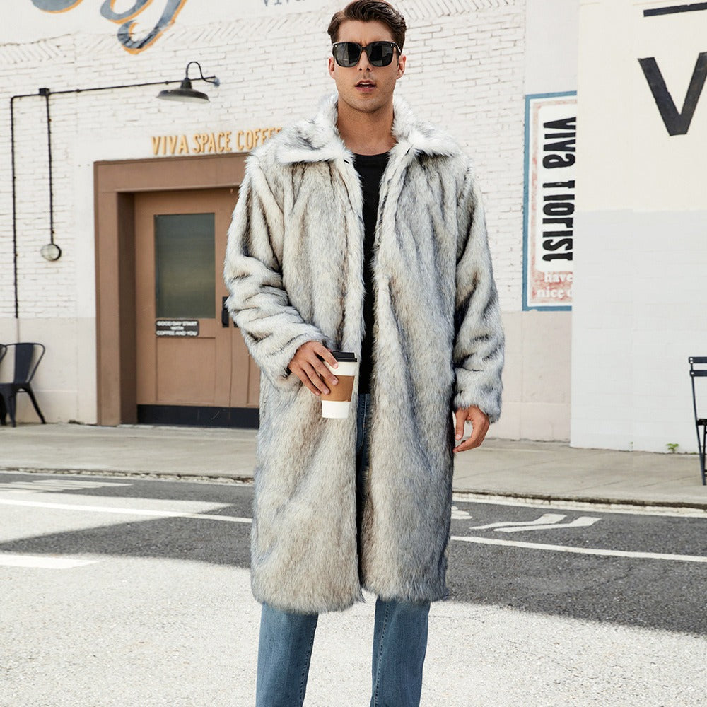 Herren Eleganter Kunstfell-Teddy-Mantel ModeGeist