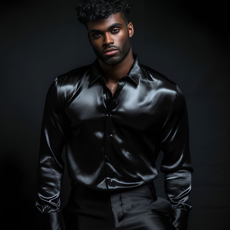 Herren Hemd aus glänzendem Satin mit modernem Kragen ModeGeist