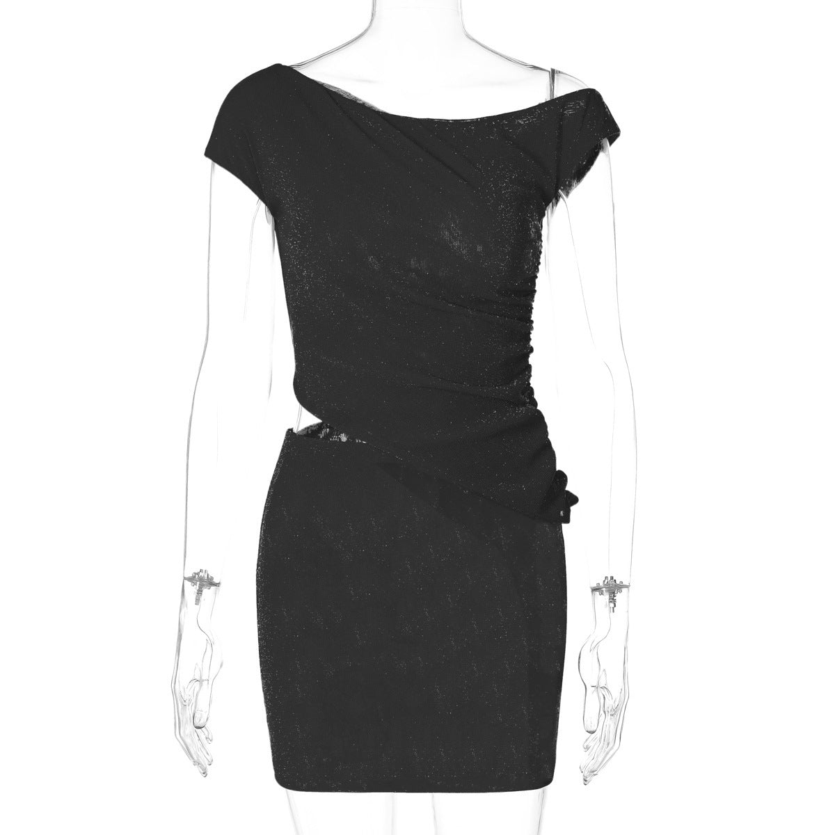 Schulterfreies Wickel-Minikleid für Damen mit figurbetonter Silhouette und elegantem Design