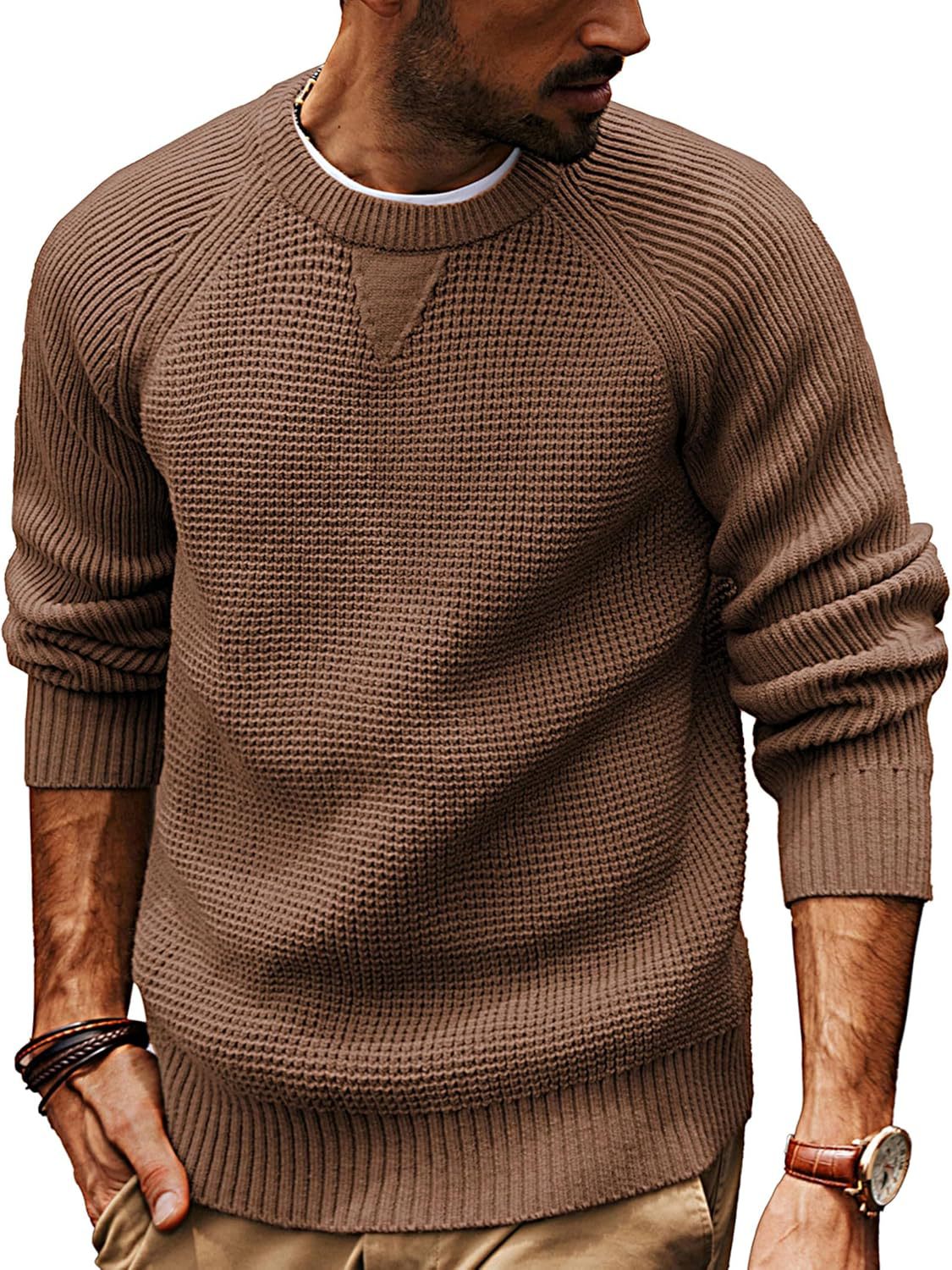 Herren lässiger Strickpullover mit strukturiertem Gewebemuster und Rundhalsausschnitt ModeGeist