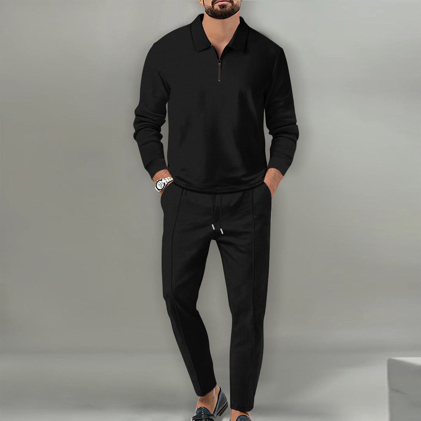 Herren Sportlicher Sweater mit Reißverschluss und eleganter Slim-Fit Hose ModeGeist